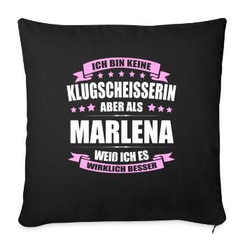 Name Marlena Vorname Klugscheisserin Namenstag - Sofakissenbezug 45 x 45 cm - Schwarz - Vorne