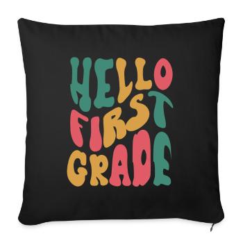 Bonjour 1ère année de rentrée scolaire Premier jour - Housse de coussin décorative 45 x 45 cm - noir - Devant