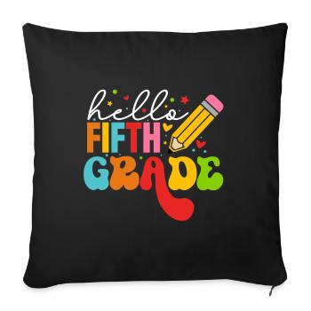 Bonjour 1ère année de rentrée scolaire Premier jour - Housse de coussin décorative 45 x 45 cm - noir - Devant