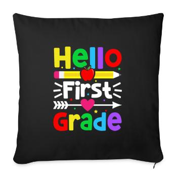 Hello 1st Grade Back To School First Day - Sofa pillowcase 17,3'' x 17,3'' (45 x 45 cm) - black - Front