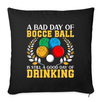 Jeu de pétanque amusant - Housse de coussin décorative 45 x 45 cm - noir - Devant