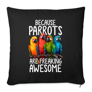 Drôle de perroquet perroquet perroquet flippant génial - Housse de coussin décorative 45 x 45 cm - noir - Devant