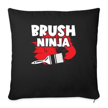 Peintre Pinceau Ninja Vernisseur Peintre Artiste - Housse de coussin décorative 45 x 45 cm - noir - Devant