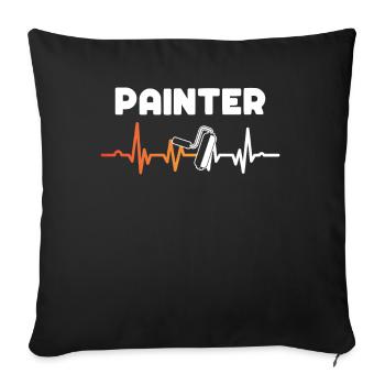 Peintre Peintre Battement de cœur Vernisseur Peintre Artiste - Housse de coussin décorative 45 x 45 cm - noir - Devant