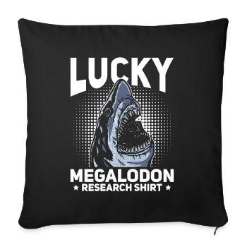 Lucky Megalodon Research Shirt - Megalodon Shark - Sofa pillowcase 17,3'' x 17,3'' (45 x 45 cm) - black - Front