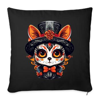 Souci mexicain Chat 3 - Housse de coussin décorative 45 x 45 cm - noir - Devant