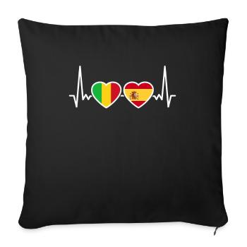 Mali Espagne Heartbeat Flag Espagnol Malien - Housse de coussin décorative 45 x 45 cm - noir - Devant