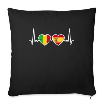 Mali Spanien Vintage Herzschlag Flagge Malier - Sofakissenbezug 45 x 45 cm - Schwarz - Vorne