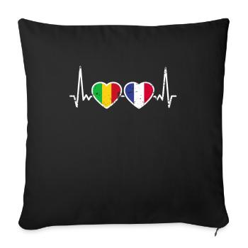 Mali Frankreich Vintage Herzschlag Flagge Malier - Sofakissenbezug 45 x 45 cm - Schwarz - Vorne