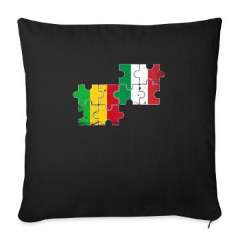 Mali Italie Drapeau Vintage Italien Malien - Housse de coussin décorative 45 x 45 cm - noir - Devant