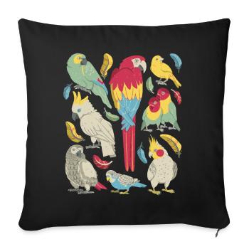 Perroquets - Housse de coussin décorative 45 x 45 cm - noir - Devant