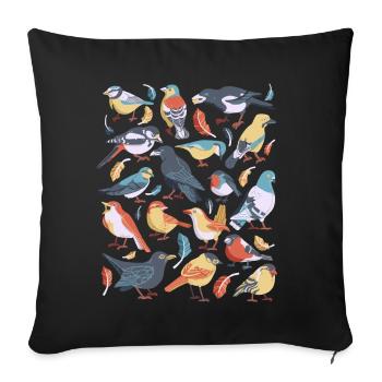 Oiseaux - Housse de coussin décorative 45 x 45 cm - noir - Devant