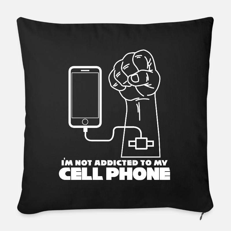 Handysüchtig Telefon Cellphone Handy - Sofakissenbezug 45 x 45 cm - Schwarz