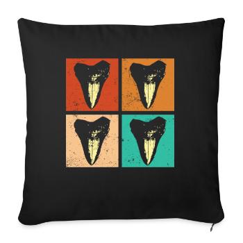 Dents de mégalodon aux couleurs rétro - Megalodon shark - Housse de coussin décorative 45 x 45 cm - noir - Devant