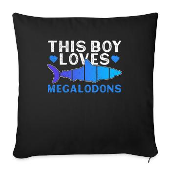 Ce garçon aime les mégalodons - requin mégalodon - Housse de coussin décorative 45 x 45 cm - noir - Devant