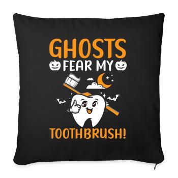 Les fantômes craignent ma brosse à dents! - Housse de coussin décorative 45 x 45 cm - noir - Devant