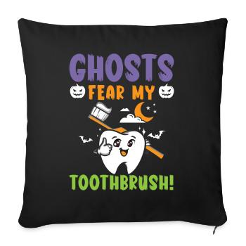 Les fantômes craignent ma brosse à dents! - Housse de coussin décorative 45 x 45 cm - noir - Devant