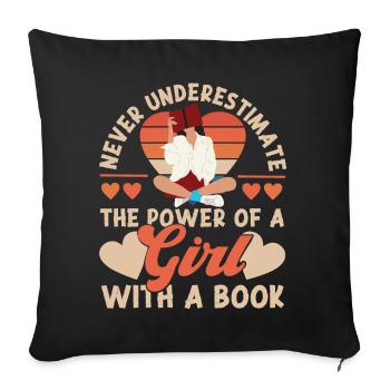 Feminist Retro Never Underestimate - Sofa pillowcase 17,3'' x 17,3'' (45 x 45 cm) - black - Front