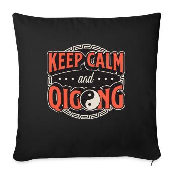 Qigong Keep Calm & Qigong Meditation Yin Yang - Sofa pillowcase 17,3'' x 17,3'' (45 x 45 cm) - black - Front