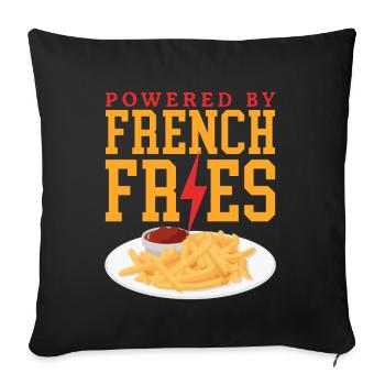 Pommes Frites Fast Food Fastfood Fritten Geschenk - Sofakissenbezug 45 x 45 cm - Schwarz - Vorne