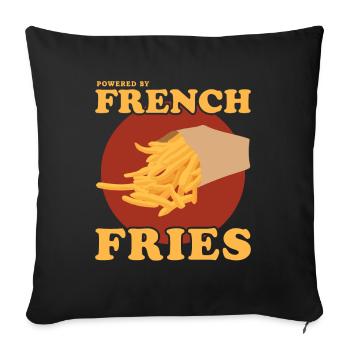Pommes Frites Fritten Fast Food Fastfood Geschenk - Sofakissenbezug 45 x 45 cm - Schwarz - Vorne