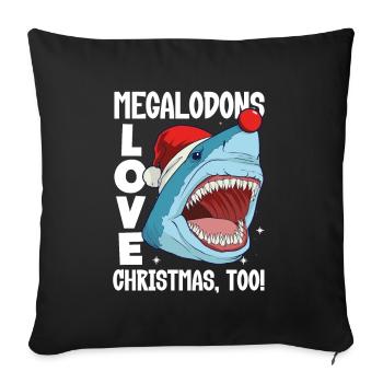 Les mégalodons adorent Noël aussi! Requin de Noël - Housse de coussin décorative 45 x 45 cm - noir - Devant