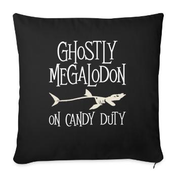 Mégalodon fantomatique sur le service de bonbons - - Housse de coussin décorative 45 x 45 cm - noir - Devant
