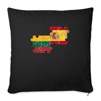Lithuania Spain Vintage Flag Spanish Lithuanian - Sofa pillowcase 17,3'' x 17,3'' (45 x 45 cm) - black - Front