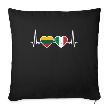 Litauen Italien Vintage Herzschlag Flagge Litauer - Sofakissenbezug 45 x 45 cm - Schwarz - Vorne