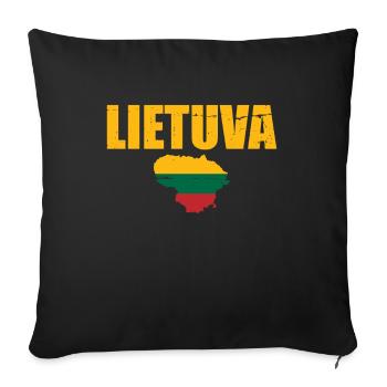 Lietuva Vintage Carte Lituanie Drapeau Lituanien - Housse de coussin décorative 45 x 45 cm - noir - Devant