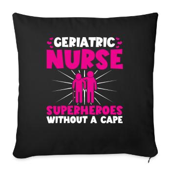 Infirmière gériatrique Super-héros Soignante - Housse de coussin décorative 45 x 45 cm - noir - Devant