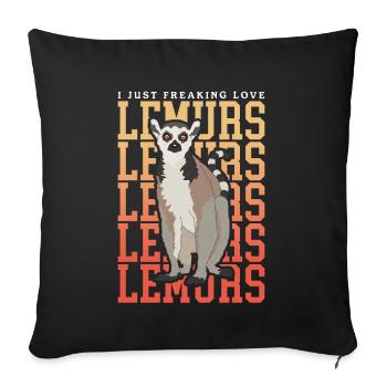 Cadeau de lémurien à queue annelée - Housse de coussin décorative 45 x 45 cm - noir - Devant