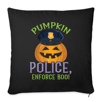Police de la citrouille, appliquez Boo! Policier Halloween - Housse de coussin décorative 45 x 45 cm - noir - Devant