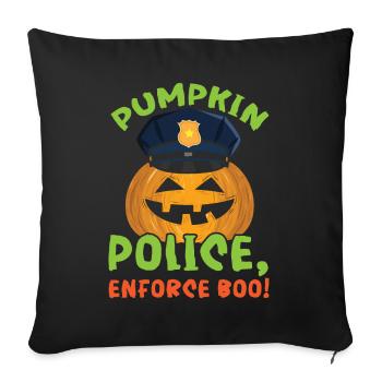 Police de la citrouille, appliquez Boo! Policier Halloween - Housse de coussin décorative 45 x 45 cm - noir - Devant