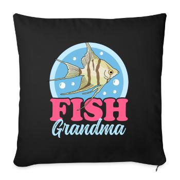 Aquarium Aquaristics Aquarist Grandma Gift - Sofa pillowcase 17,3'' x 17,3'' (45 x 45 cm) - black - Front