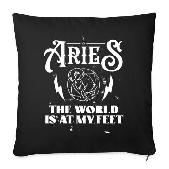 Astrology Aries World At My Feet Esoteric Signs - Sofa pillowcase 17,3'' x 17,3'' (45 x 45 cm) - black - Front