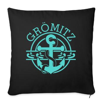 Grömitz Lübecker Bucht - Sofakissenbezug 45 x 45 cm - Schwarz - Vorne