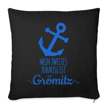 Grömitz Schleswig-Holstein - Sofakissenbezug 45 x 45 cm - Schwarz - Vorne