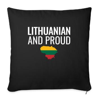 Lituanien et fier carte Lituanie Drapeau Lituanien - Housse de coussin décorative 45 x 45 cm - noir - Devant