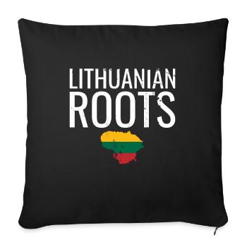 Racines lituaniennes Carte Vintage Drapeau de la Lituanie - Housse de coussin décorative 45 x 45 cm - noir - Devant