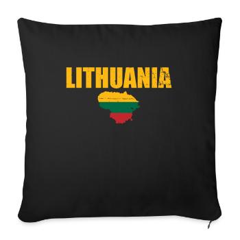 Lithuania Vintage Karte Litauen Litauische Flagge - Sofakissenbezug 45 x 45 cm - Schwarz - Vorne