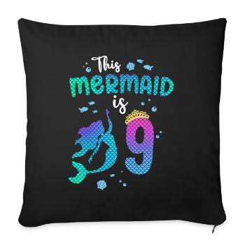 Cette sirène est 9 ans Sirène fille 9ème - Housse de coussin décorative 45 x 45 cm - noir - Devant