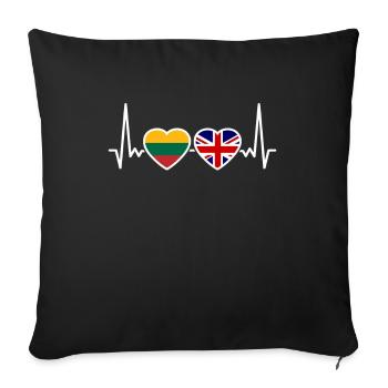 Litauen UK Herzschlag Flagge Britisch Litauisch - Sofakissenbezug 45 x 45 cm - Schwarz - Vorne