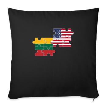 Lithuania USA Flag American Lithuanian - Sofa pillowcase 17,3'' x 17,3'' (45 x 45 cm) - black - Front