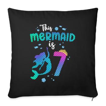 Cette sirène est 7 ans Sirène 7ème - Housse de coussin décorative 45 x 45 cm - noir - Devant
