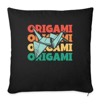 Retro Text Papier Kranich Falten Eule Meister Origami - Sofakissenbezug 45 x 45 cm - Schwarz - Vorne
