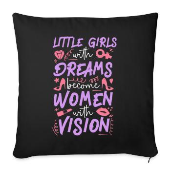 Petites filles féministes avec des rêves - Housse de coussin décorative 45 x 45 cm - noir - Devant