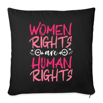 Feminist Women's Rights Are Human - Sofa pillowcase 17,3'' x 17,3'' (45 x 45 cm) - black - Front