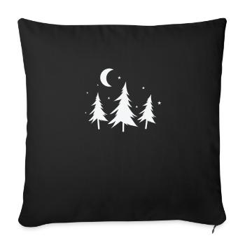 Wald bei Nacht Natur Forst Umwelt - Sofakissenbezug 45 x 45 cm - Schwarz - Vorne