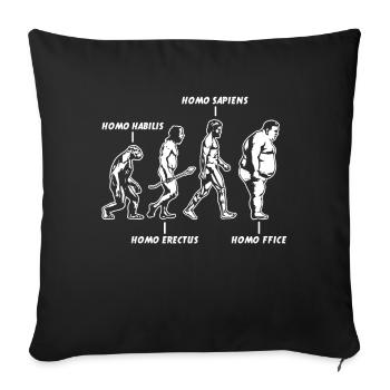 Drôle d’évolution humaine vers le bureau à domicile - Housse de coussin décorative 45 x 45 cm - noir - Devant